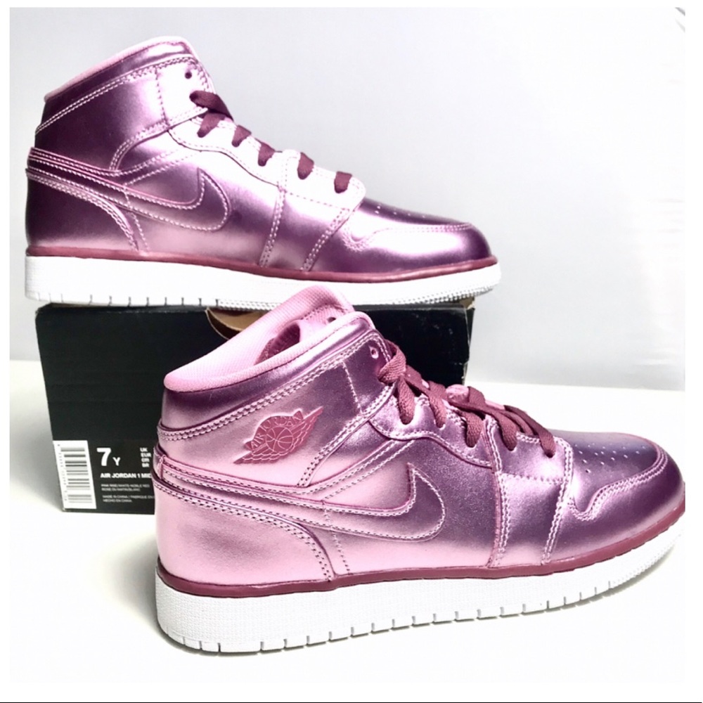 Just In Air Jordan 1 mid metallic Pink Rose GS - Picture 4 of 8